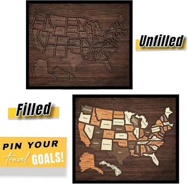 🔥USA Wooden Travel Map Puzzle for Adventure Lovers 🔥