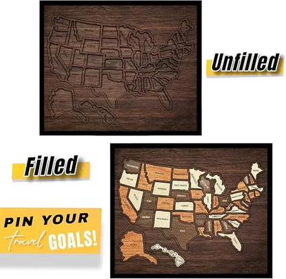 🔥USA Wooden Travel Map Puzzle for Adventure Lovers 🔥