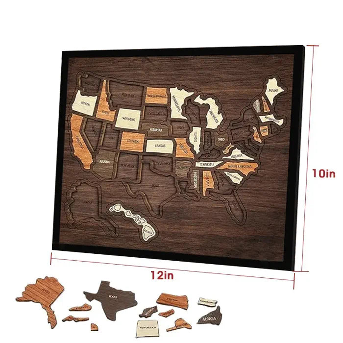🔥USA Wooden Travel Map Puzzle for Adventure Lovers 🔥