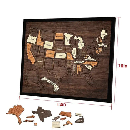 🔥USA Wooden Travel Map Puzzle for Adventure Lovers 🔥