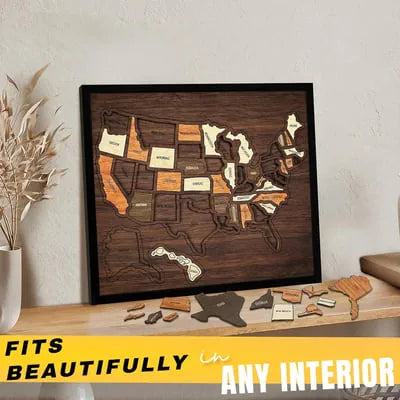 🔥USA Wooden Travel Map Puzzle for Adventure Lovers 🔥