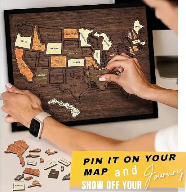 🔥USA Wooden Travel Map Puzzle for Adventure Lovers 🔥