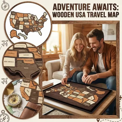 🔥USA Wooden Travel Map Puzzle for Adventure Lovers 🔥